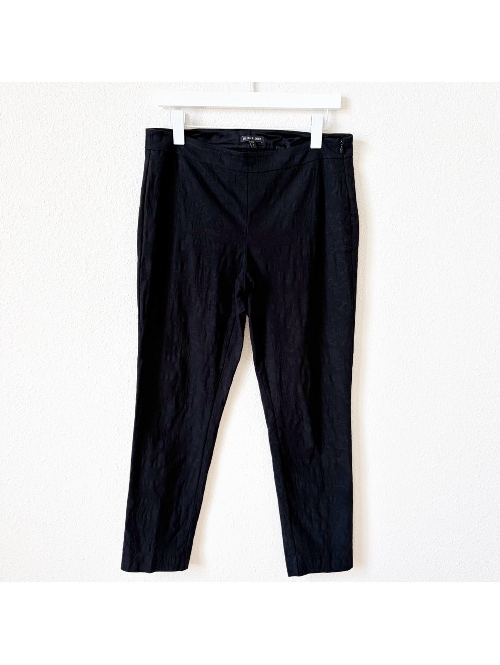 Eileen Fisher Jaquard Ankle Dress Pant Black Size Small